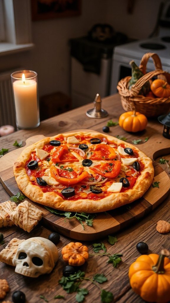 festive veggie halloween pizza festive veggie halloween pizza