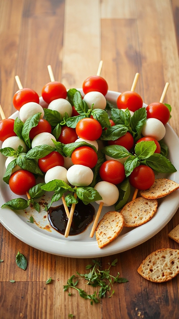 fresh portable caprese skewers