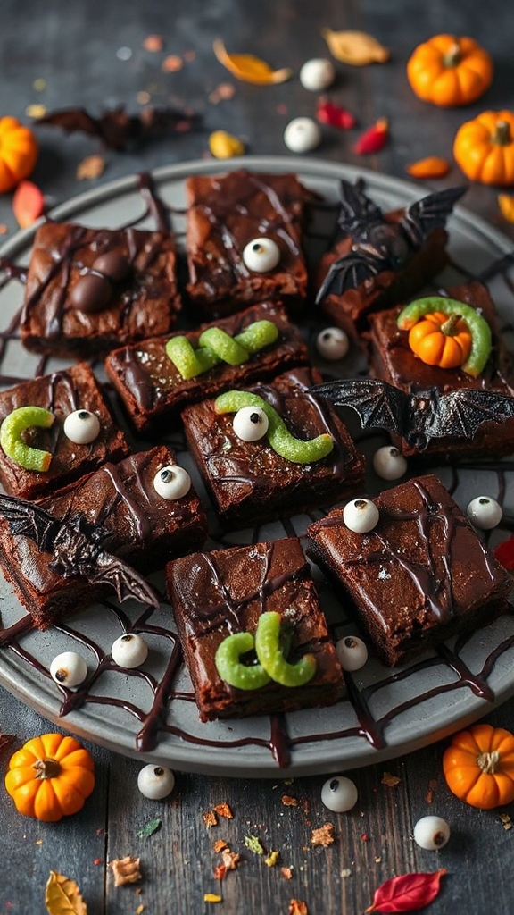 fudgy halloween spider web brownies