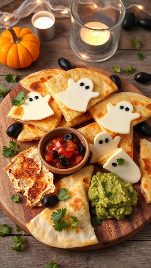 ghost shaped cheese quesadillas