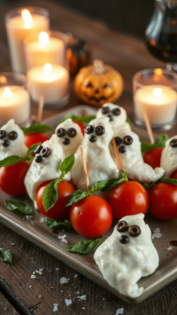 ghostly caprese skewers appetizer