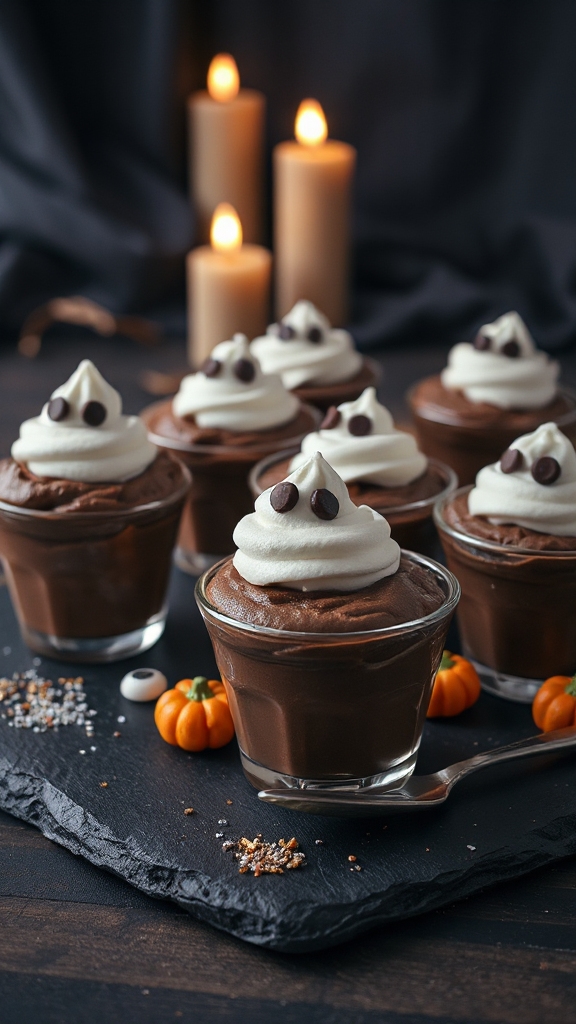 ghostly chocolate dessert cups