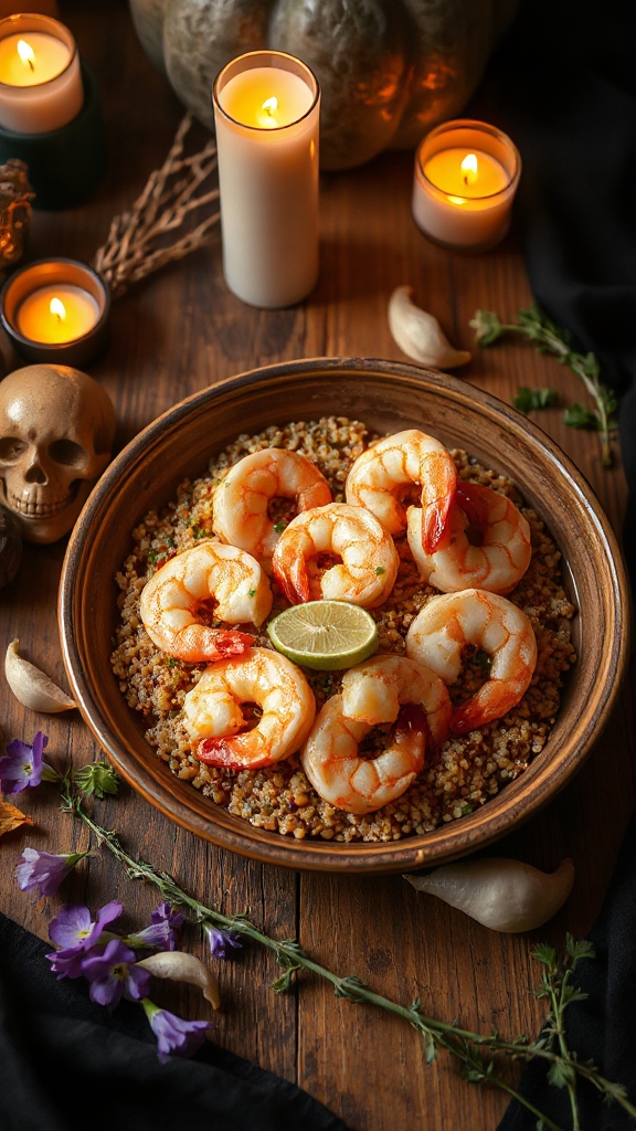 ghostly garlic shrimp dish