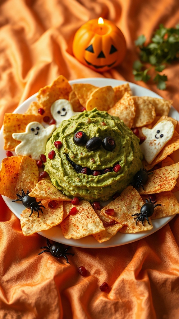 ghoulish guacamole halloween snack