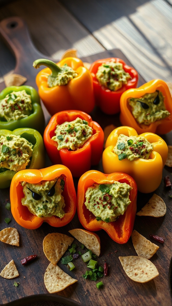 ghoulish guacamole stuffed peppers