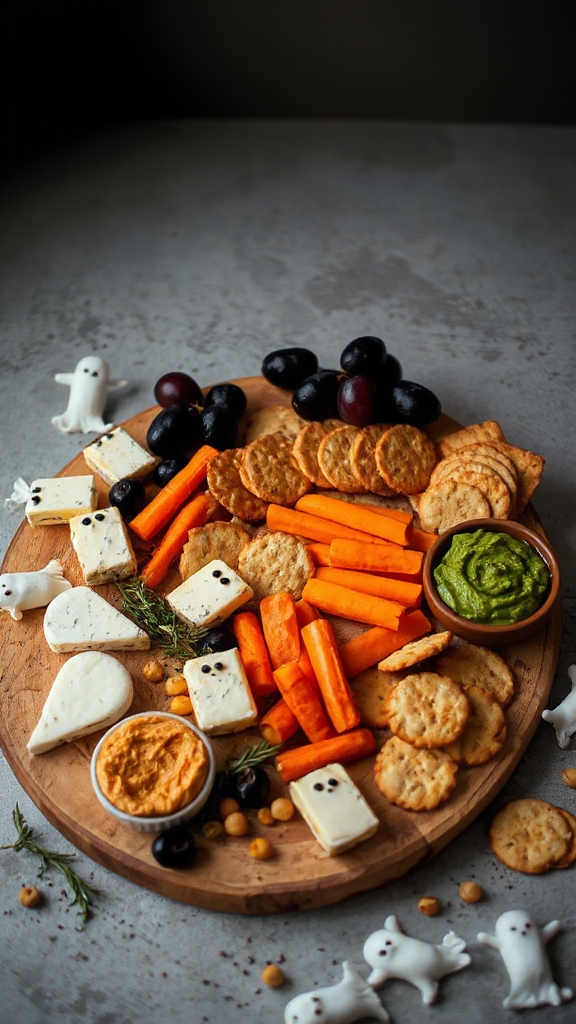 ghoulish halloween cheese platter