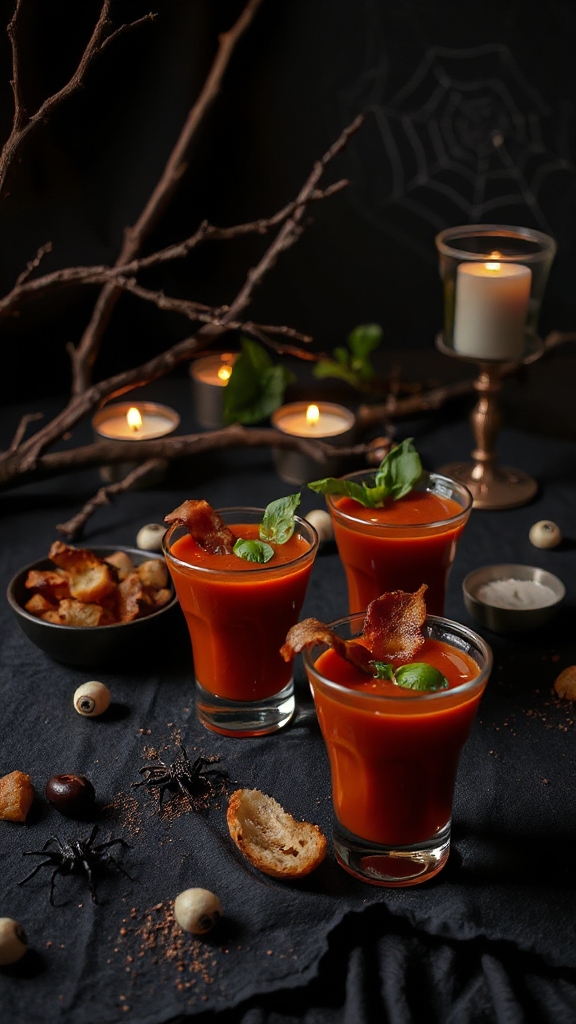 ghoulish tomato soup shooters