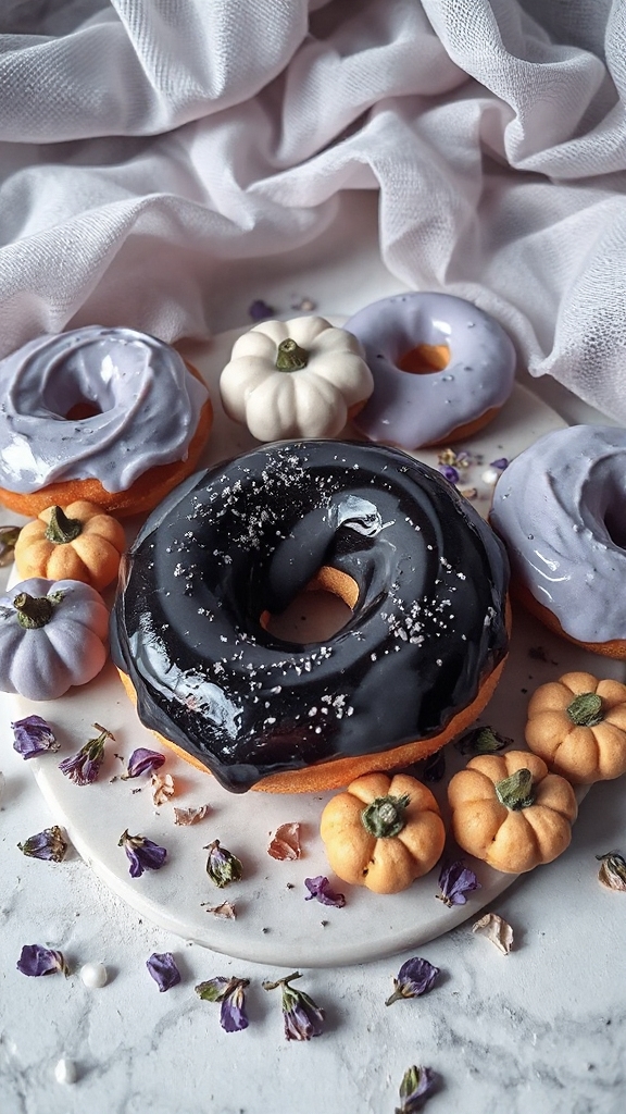 gothic lavender charcoal donuts