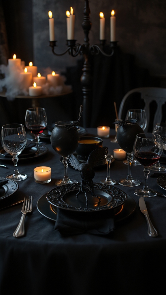 gothic themed halloween dinnerware set