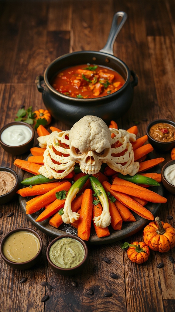 halloween cauliflower skeleton appetizer