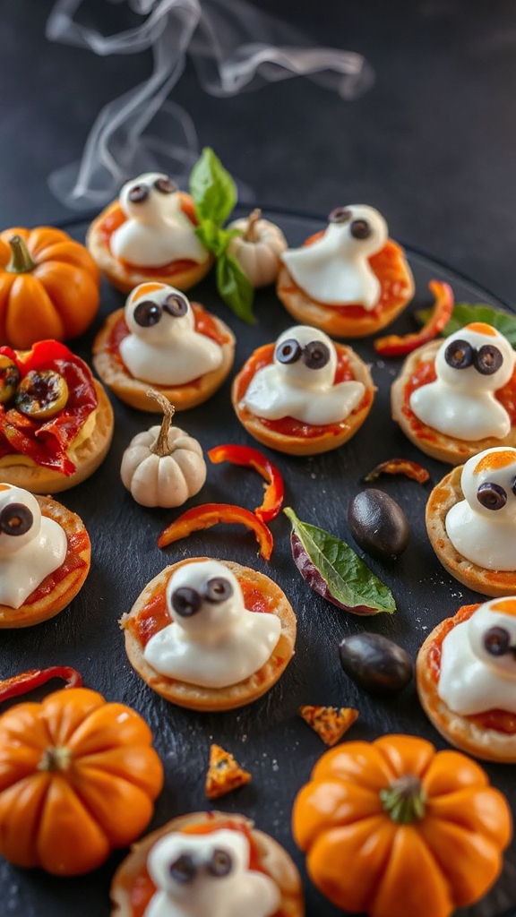 halloween ghostly pizza bites