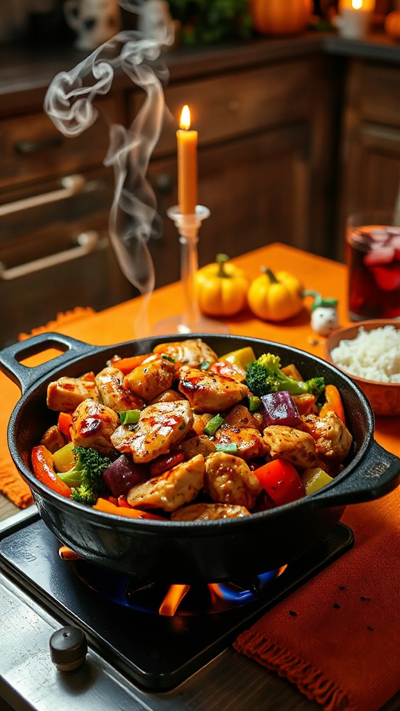 halloween themed chicken stir fry