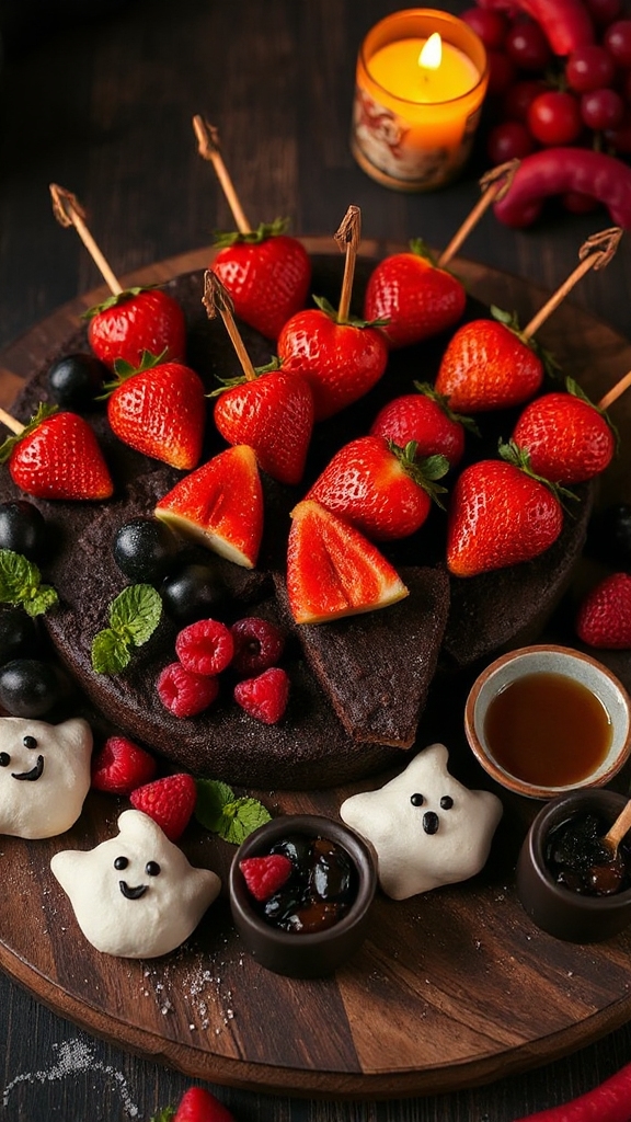 halloween themed fruit skewers