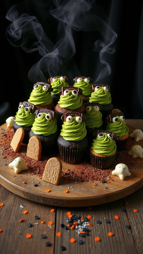 halloween themed monster cupcakes