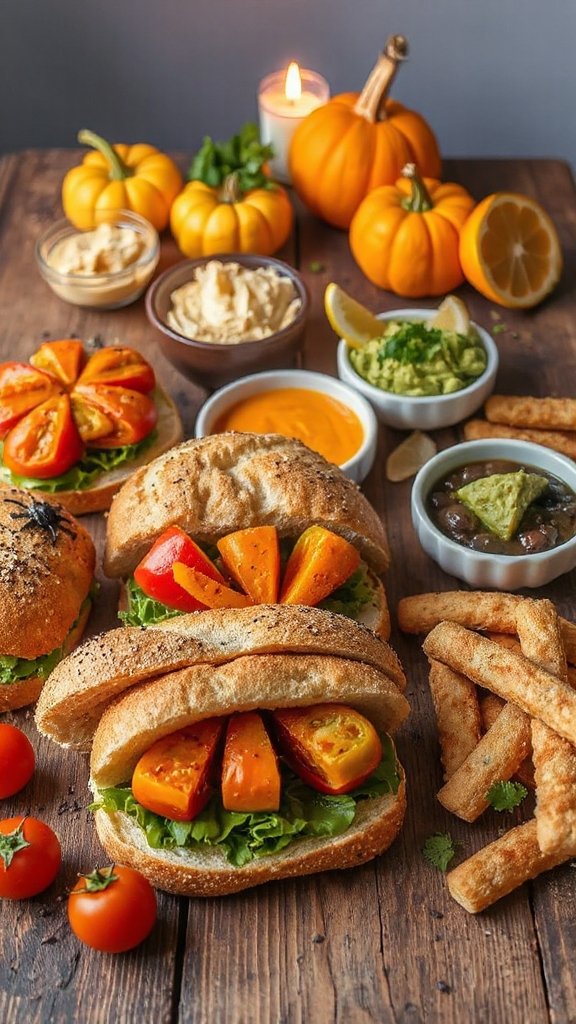 halloween themed veggie sandwiches