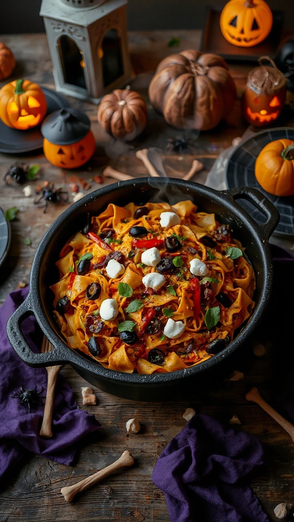halloween themed vibrant pasta