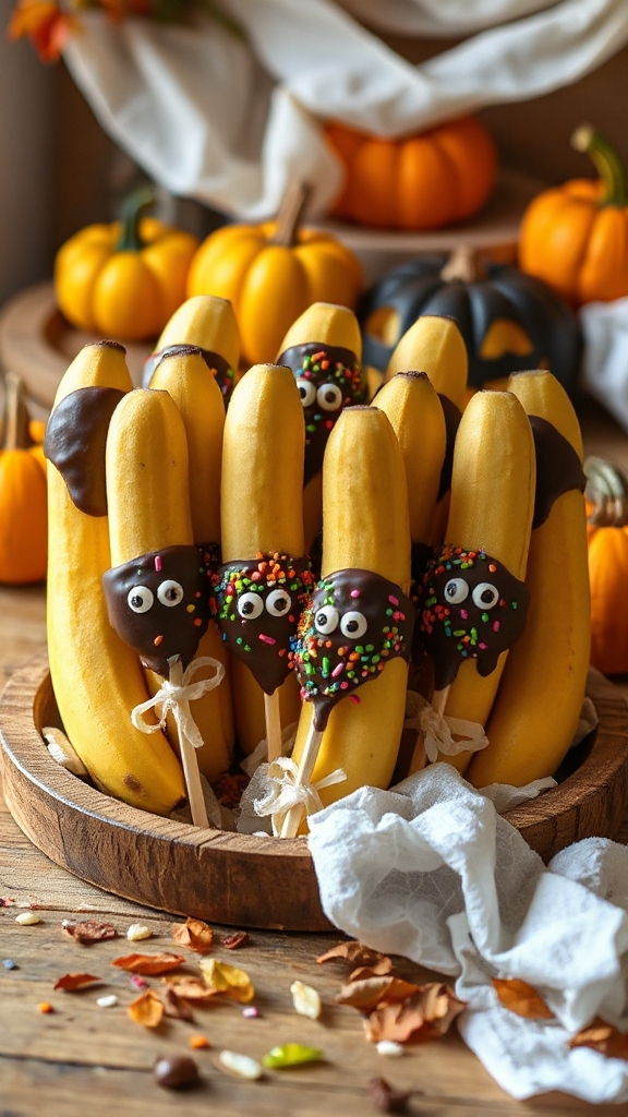 healthy halloween banana pops