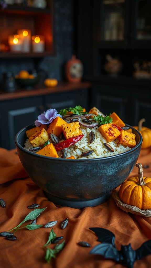 healthy halloween cauliflower bowl