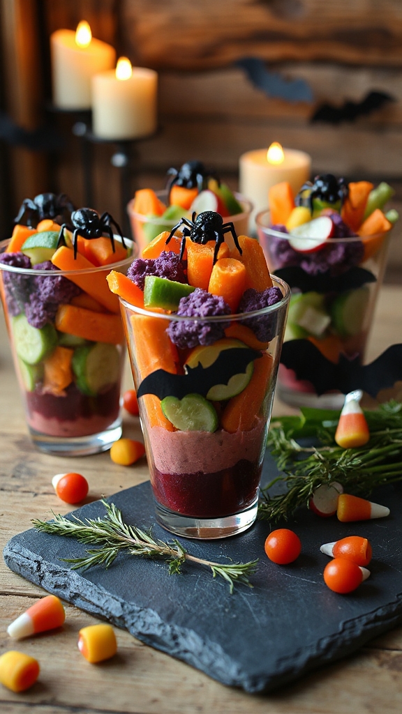 healthy halloween veggie cups