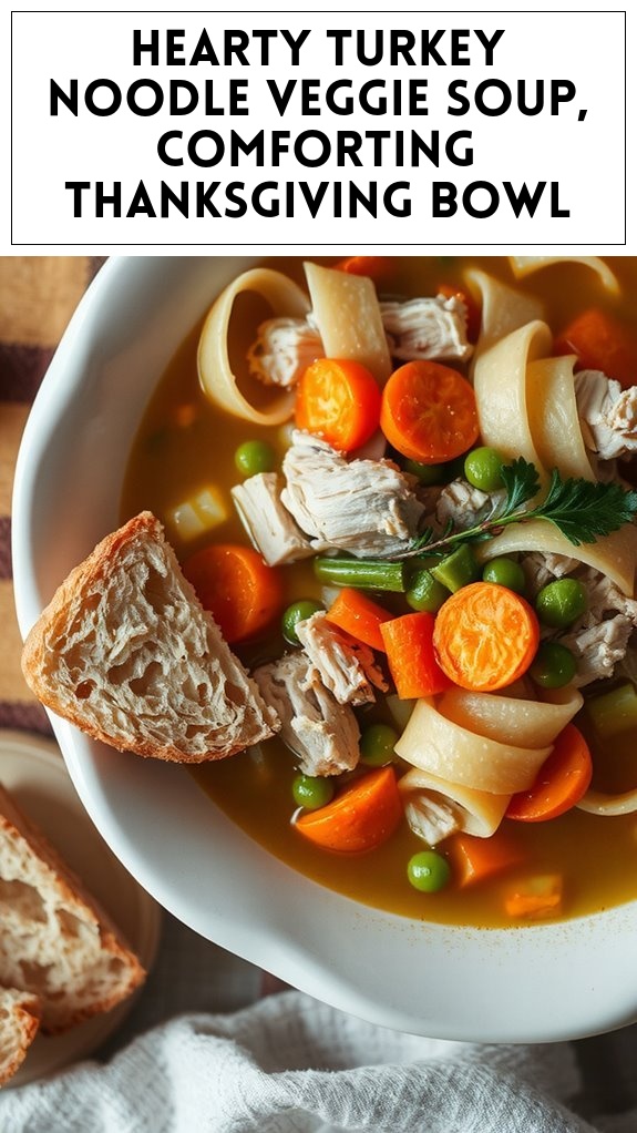 Hearty Turkey Noodle Veggie Soup, Comforting Thanksgiving Bowl