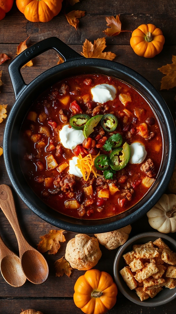 hearty halloween cauldron chili