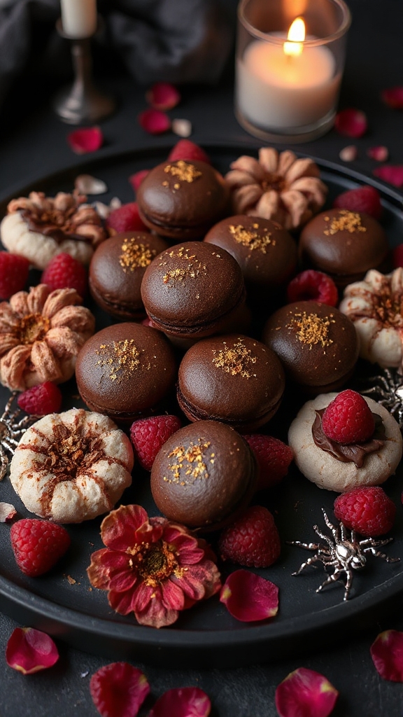 indulgent raspberry chocolate macarons