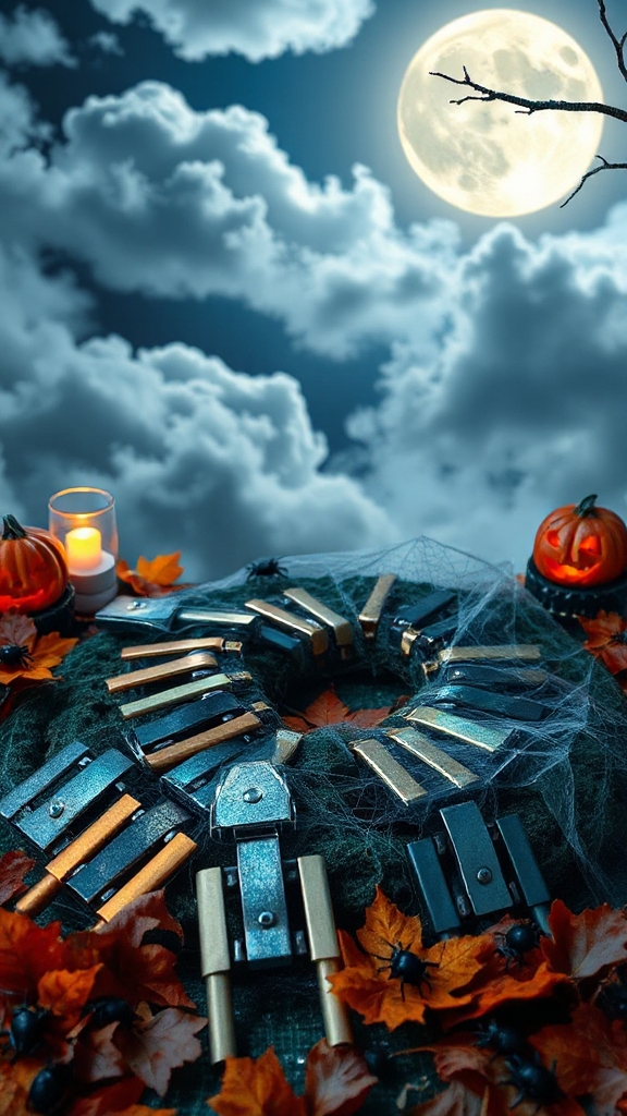 interactive halloween wreath decor