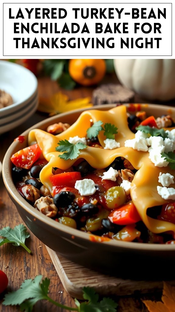 Layered Turkey-Bean Enchilada Bake for Thanksgiving Night