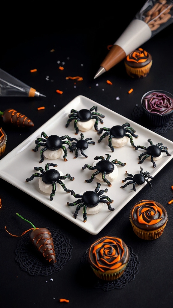 marshmallow halloween spider treats