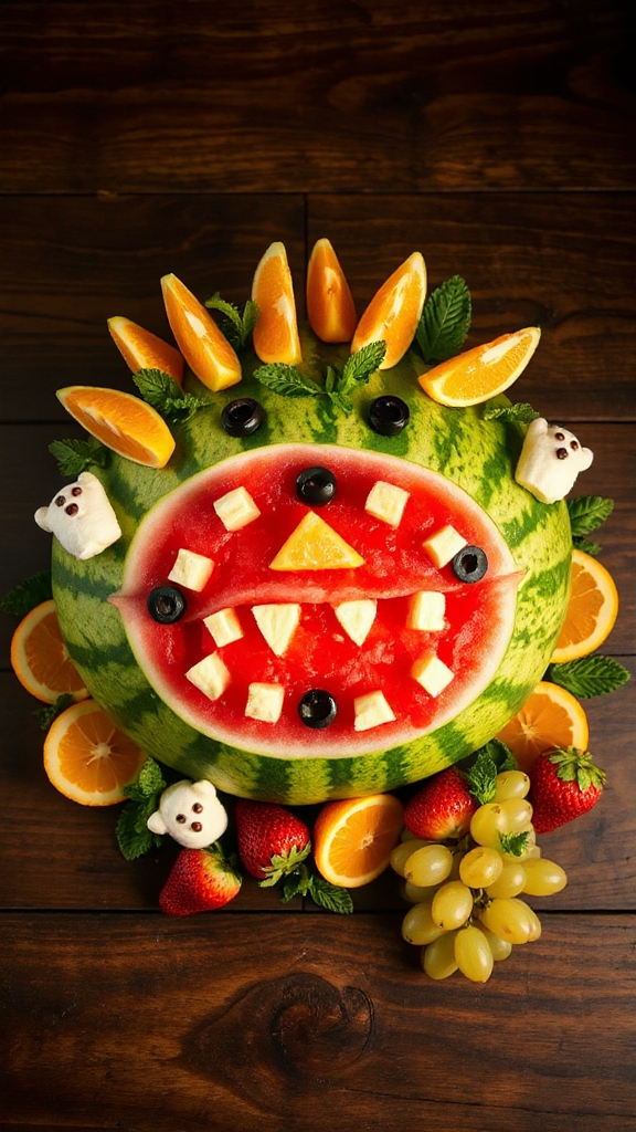 monster face fruit platter