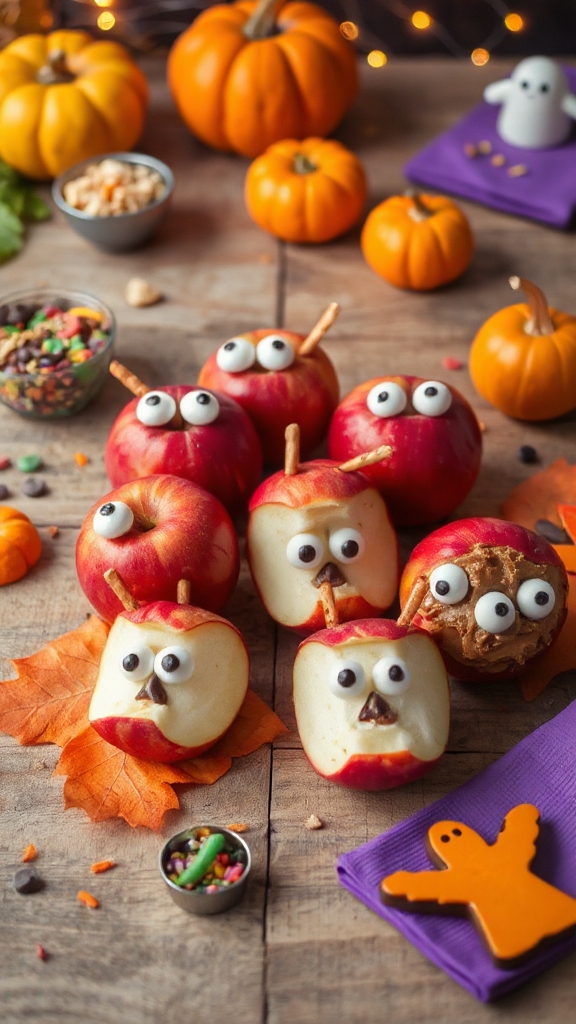 monster themed apple snacks