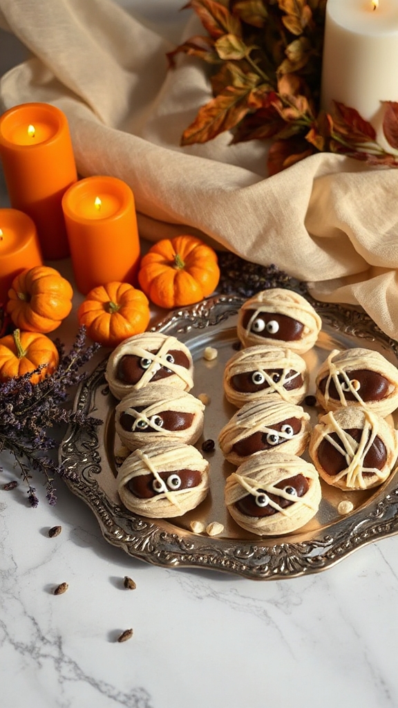 mummy chocolate ganache macarons