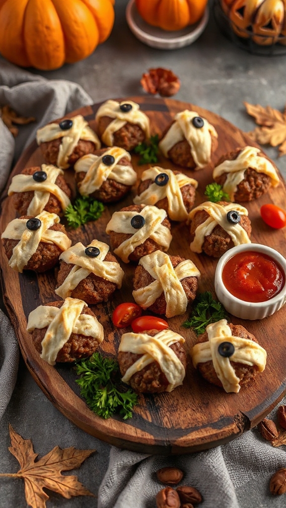 mummy meatballs halloween treats