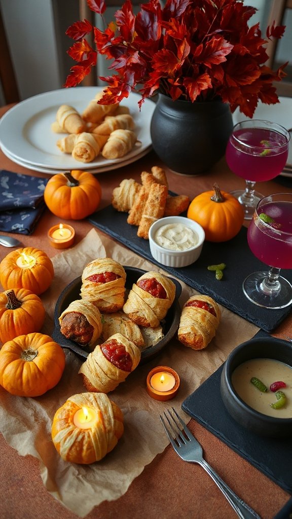 mummy themed meatball appetizer