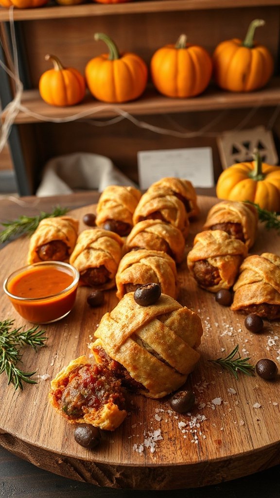 mummy themed meatball appetizer mummy themed meatball appetizer