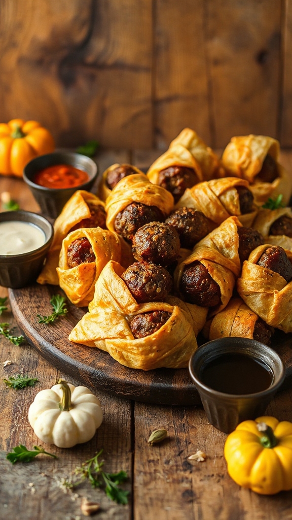 mummy wrapped meatballs appetizer