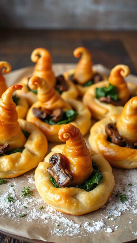 mushroom spinach pastry hats mushroom spinach pastry hats