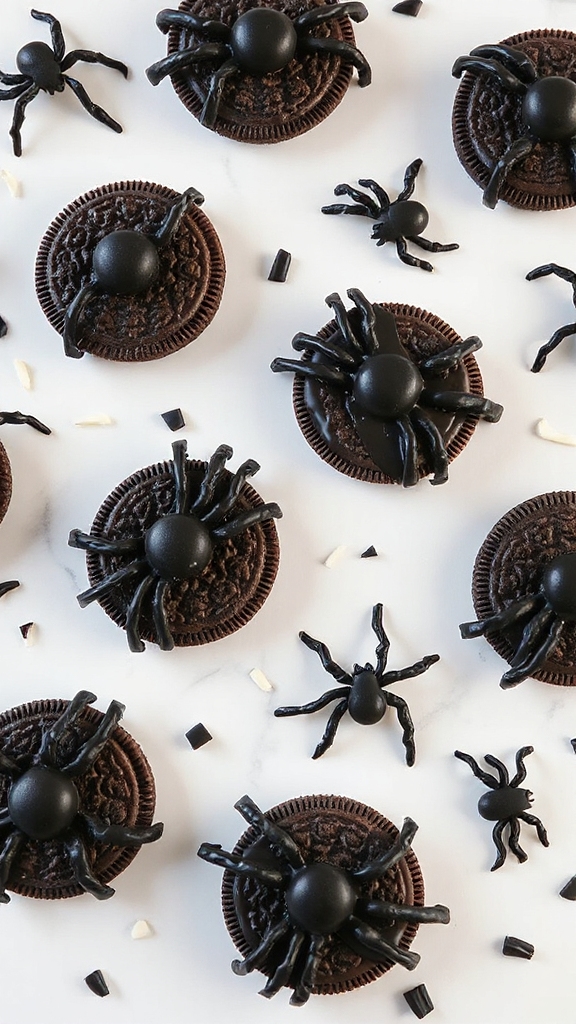 oreo cookies decorated spiders