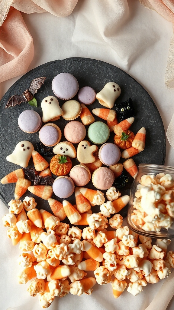 pastel halloween dessert board