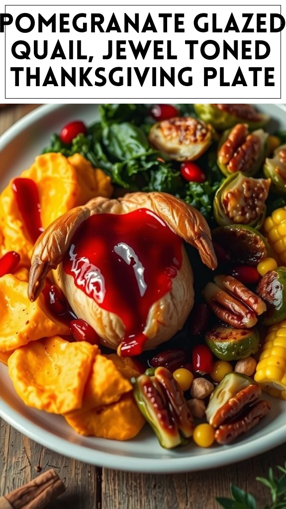 Pomegranate‑Glazed Quail, Jewel‑Toned Thanksgiving Plate