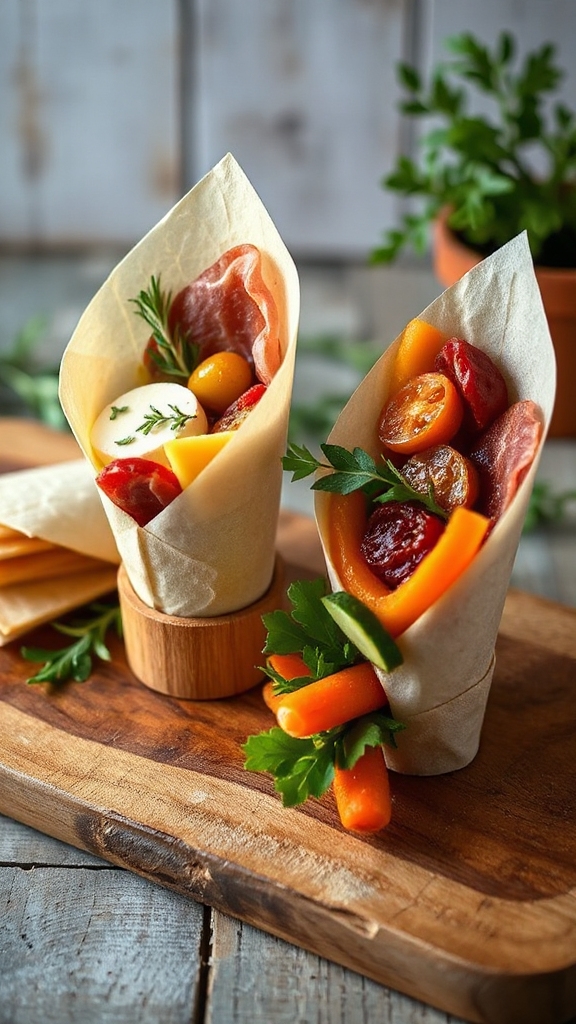 portable cheese charcuterie cones