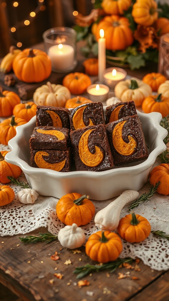 pumpkin brownies with frosting