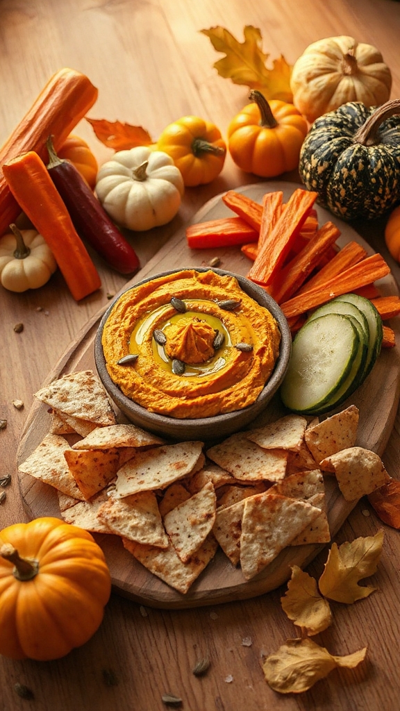 pumpkin flavored festive hummus dip