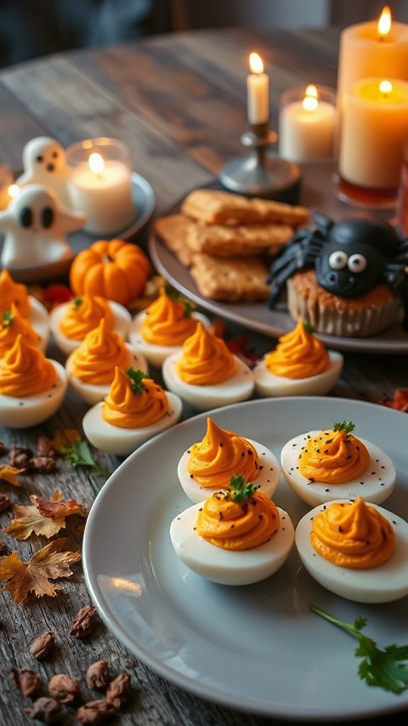 pumpkin inspired deviled eggs