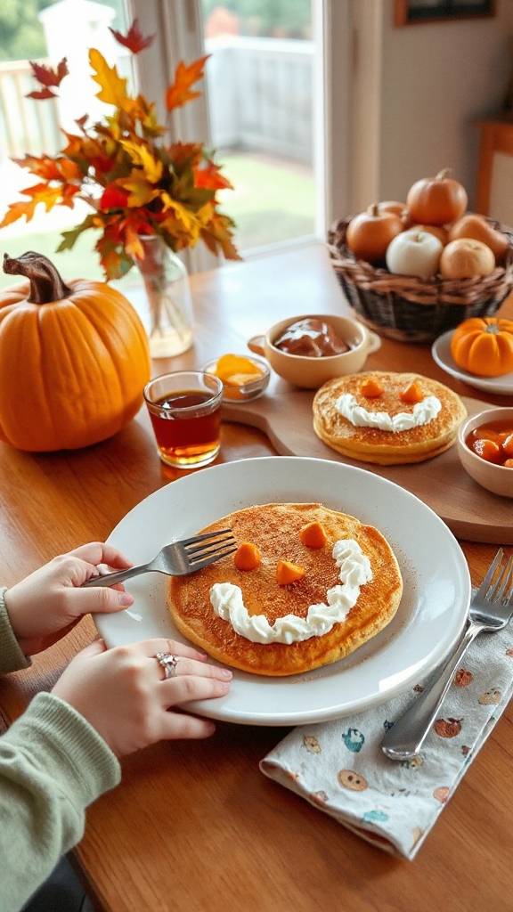 pumpkin pancakes with creative faces