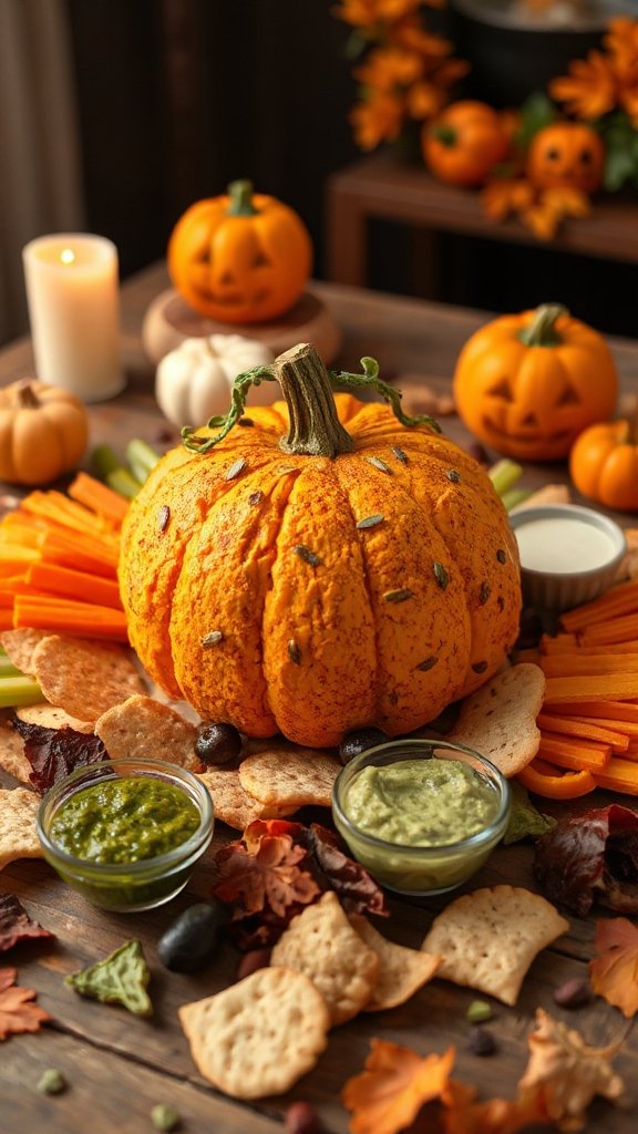 pumpkin shaped festive cheese ball