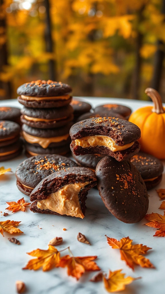 pumpkin spice black cocoa sandwiches