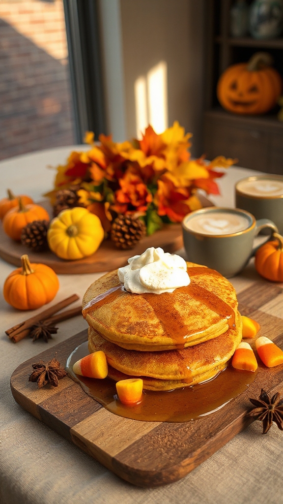 pumpkin spice fluffy pancakes