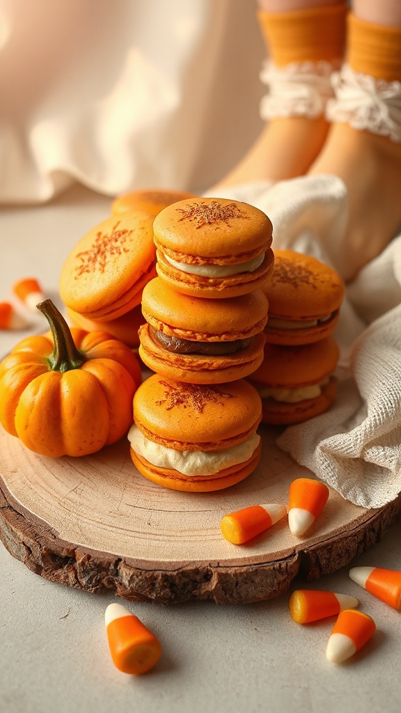 pumpkin spice macaron sandwiches