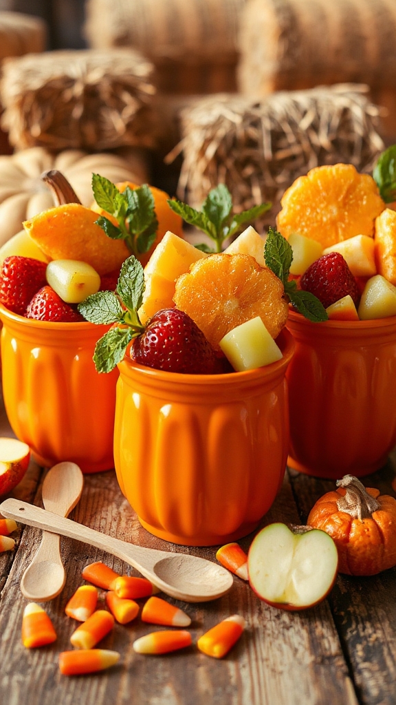 pumpkin themed fruit cups